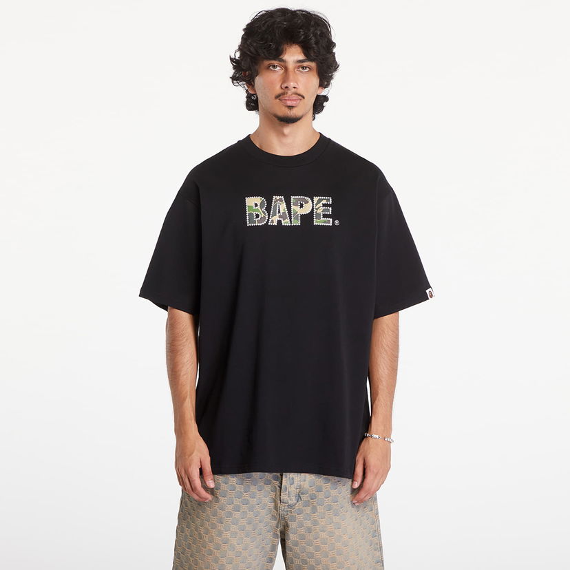 Majica kratkih rukava BAPE A BATHING APE Rhinestone Logo Relaxed Fit Short Sleeve Tee Black Crna | 001CSK801307M BLK