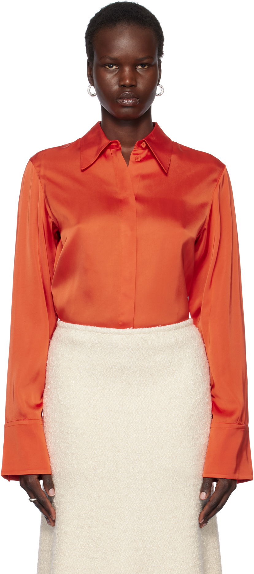 Košulja Jil Sander Jil Sander Sateen Shirt Narančasta | J02DL0246_J65022