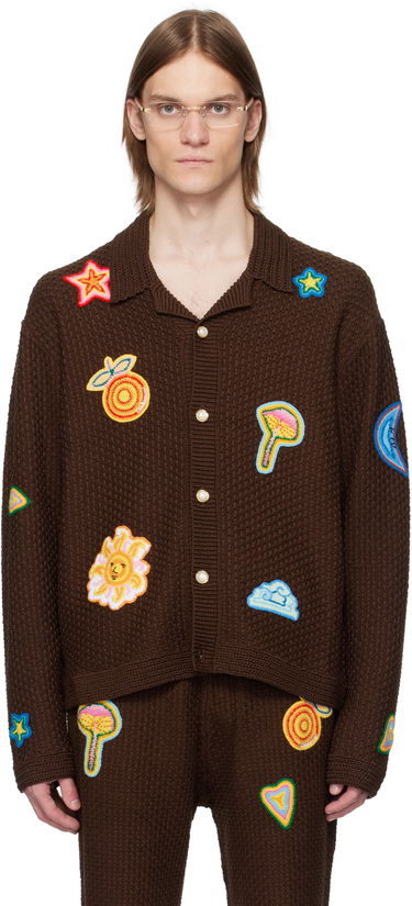 Džemper Casablanca Casablanca Crochet Motif Cardigan Smeđa | MS25-KW-912-01, 0