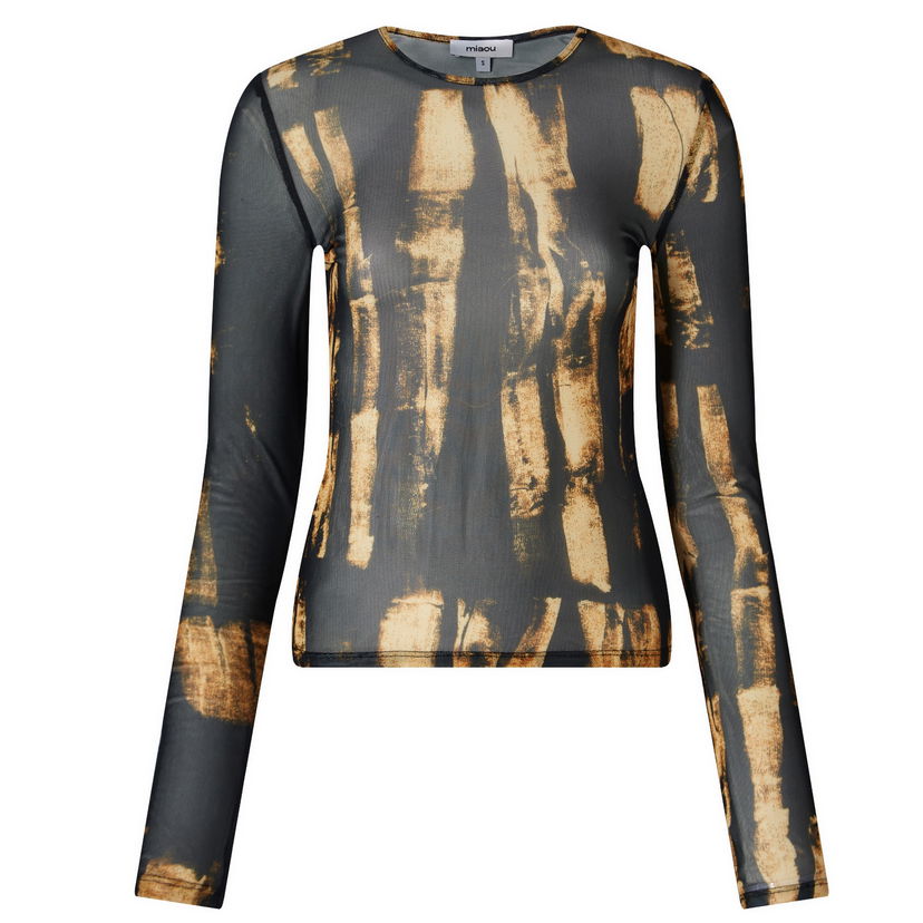 Majica kratkih rukava Miaou Miaou Semi-Sheer Long Sleeve Top Smeđa | 7029PM2TBR