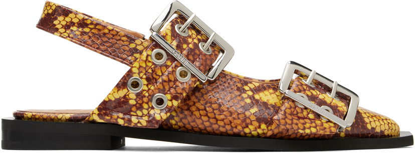 Haljina GANNI GANNI Feminine Buckle Flats Žuta | S2940
