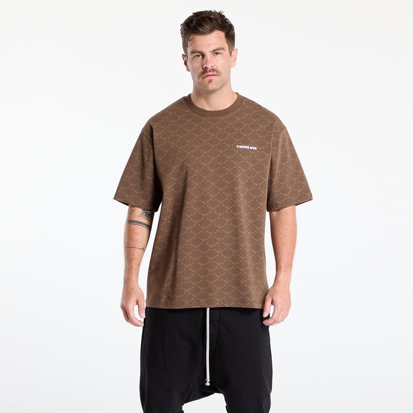 Majica kratkih rukava BAPE A BATHING APE College Monogram Logo Relaxed Fit Tee Smeđa | 001CSL301316MBRW