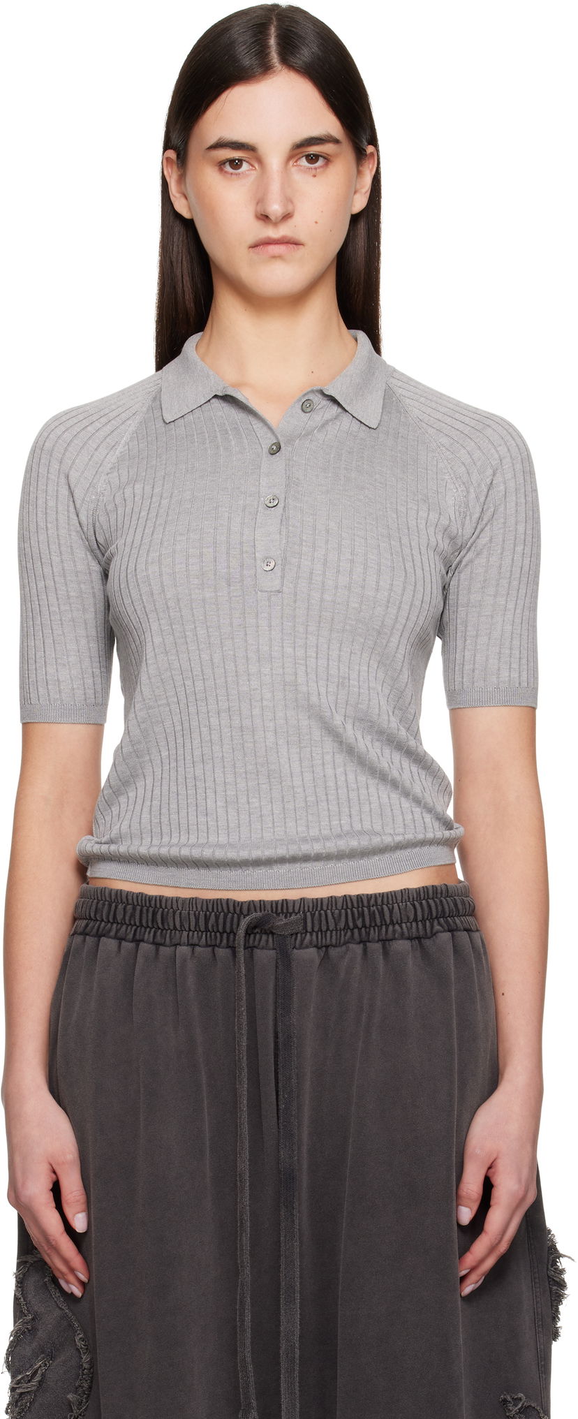 Džemper Acne Studios Acne Studios Silk Polo Siva | A60575-