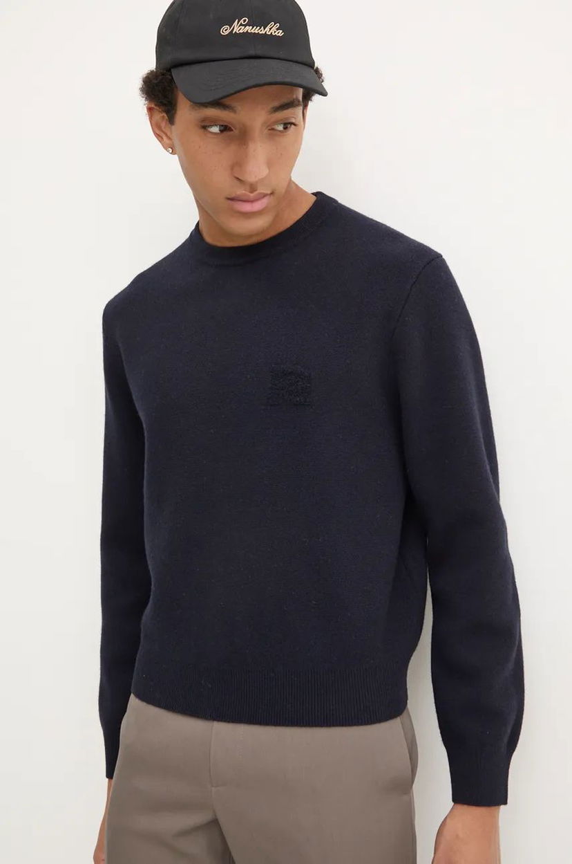 Džemper Nanushka Navy Blue Wool Sweater Tamnoplava | NM24PFSW00357