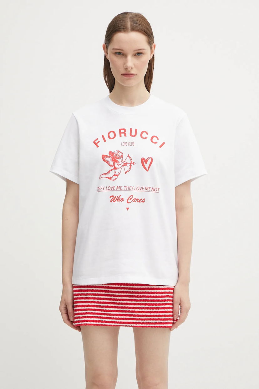 Majica kratkih rukava Fiorucci Fiorucci Cupid Love Club Print Regular Fit T-Shirt Bijela | W02FPTSH428CJ01WH01