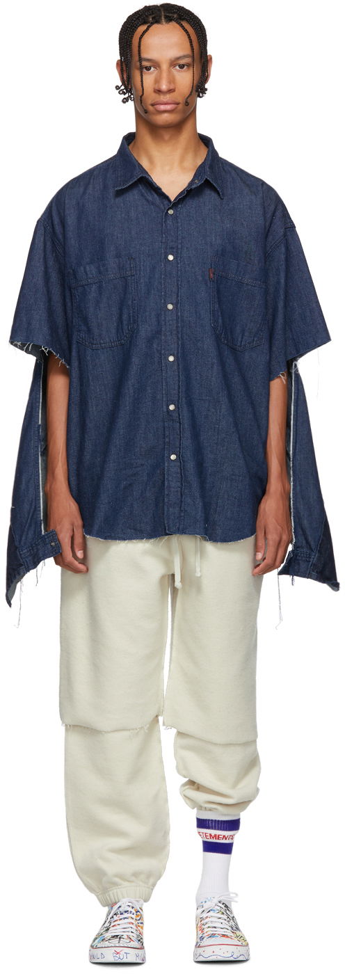 Košulja VETEMENTS Levi's Edition Oversized Denim Shirt Tamnoplava | WAH19SH101