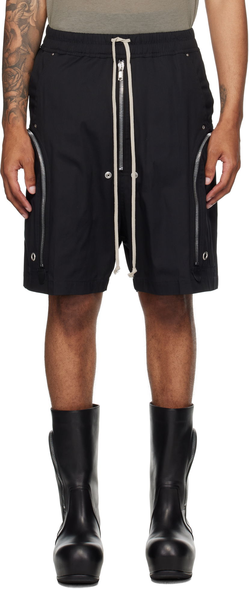 Kratke hlače Rick Owens Rick Owens Bauhaus Bela Cargo Shorts Crna | RU02E1392 TE