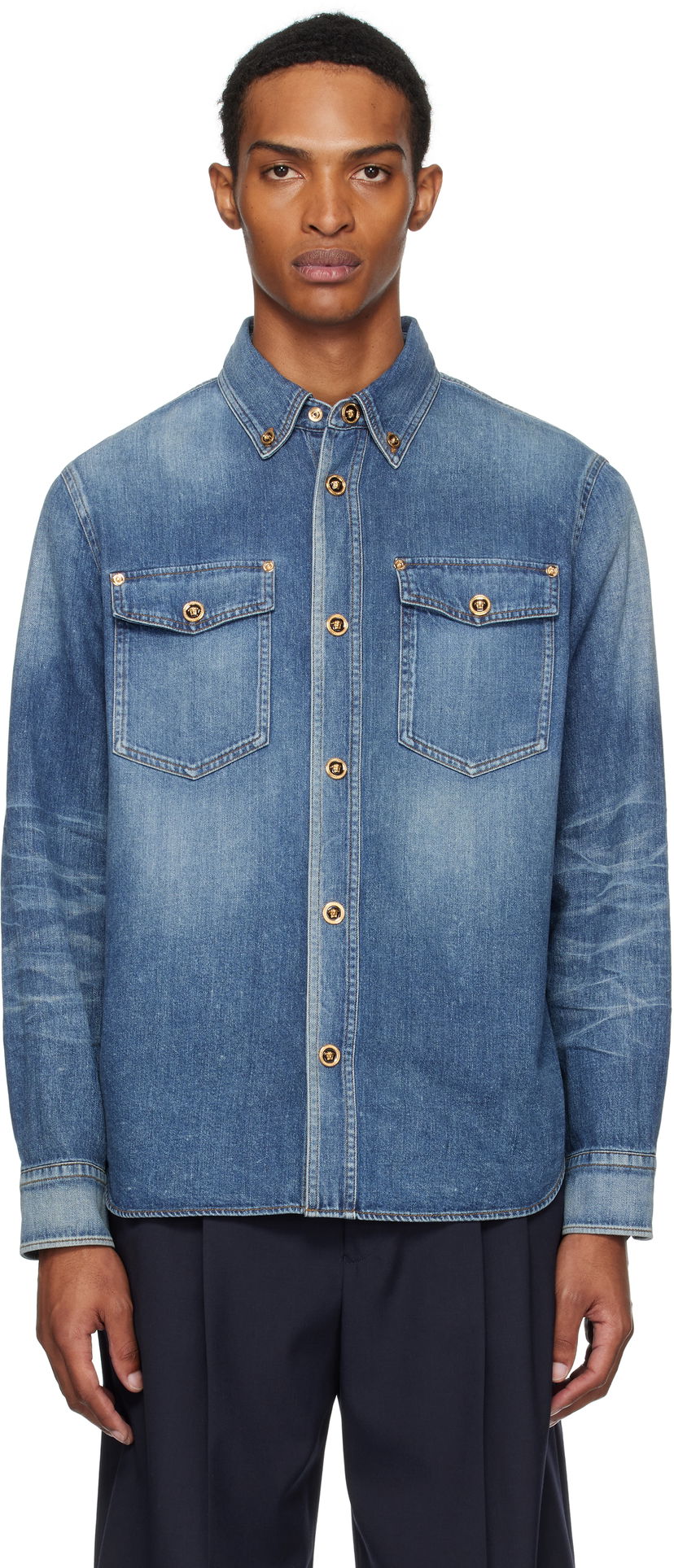 Košulja Versace Versace Denim Shirt Plava | 1013887_1A14406