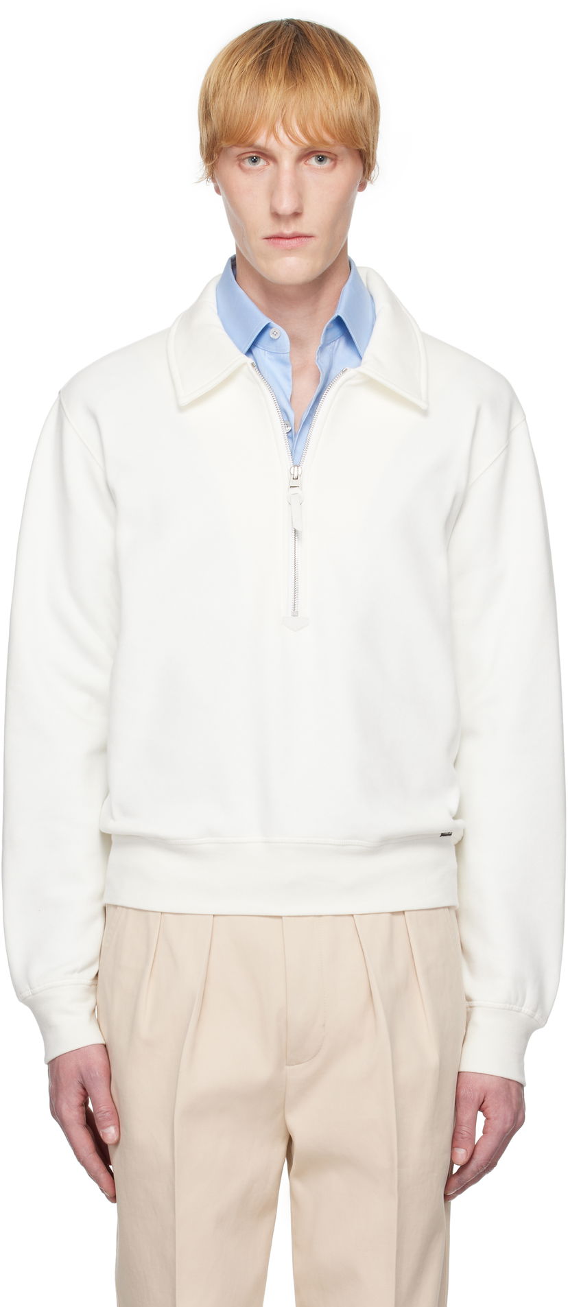 Džemper Tom Ford TOM FORD Cotton Cashmere Zip Rugby Jacket Bijela | JEL003-JMC050S25