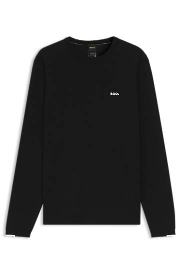 Džemper BOSS Cotton long-sleeved sweater with contrast details Crna | 50541940