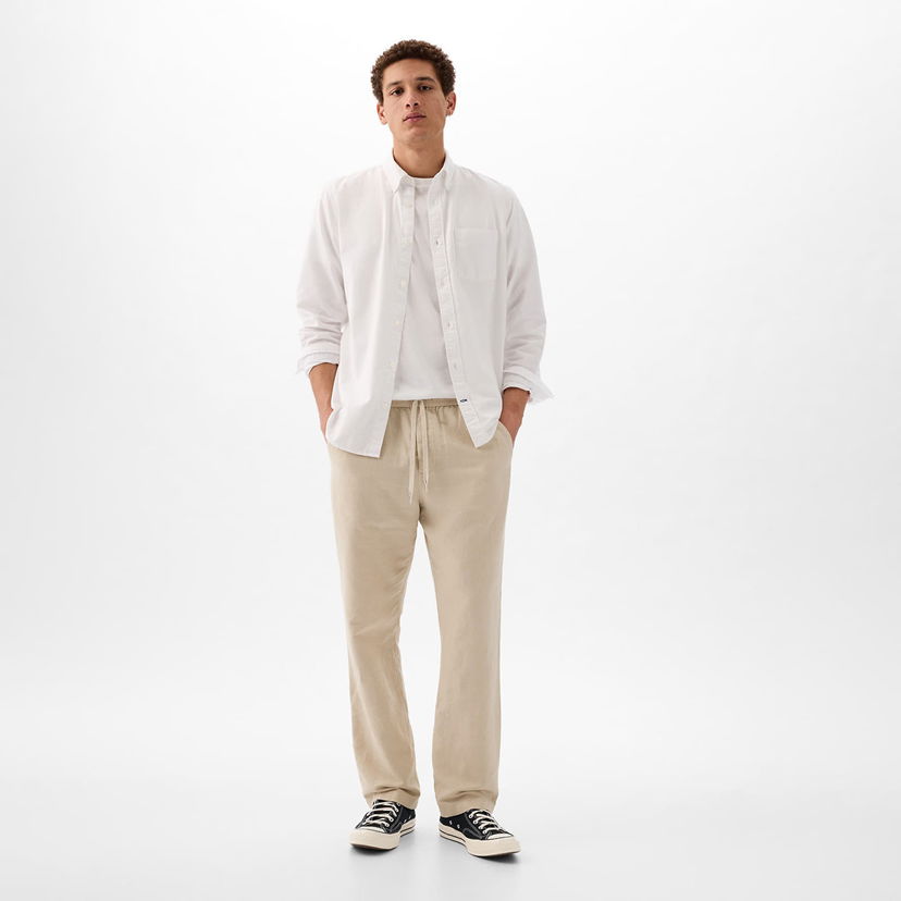 Hlače GAP Linen Pull On Pants Regular Grey Siva | 870590-01