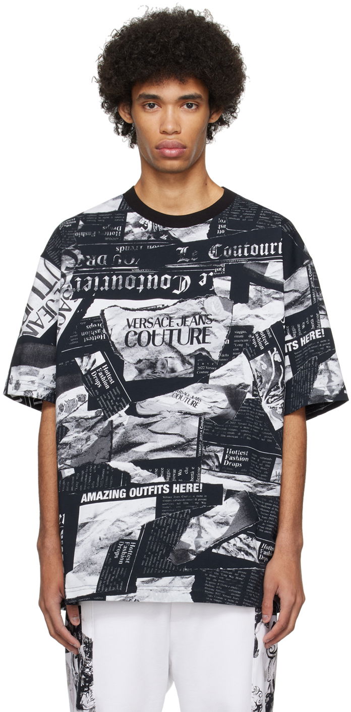 Majica kratkih rukava Versace Jeans Couture Magazine T-Shirt Crna | E76GAH6L0_EJS275