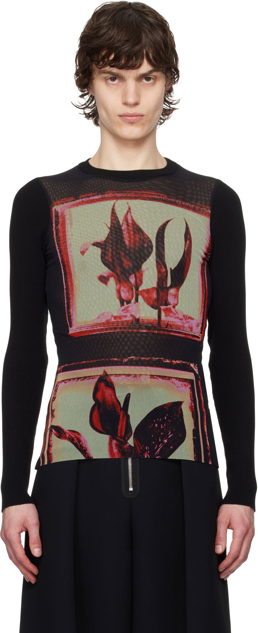 Džemper Jean Paul Gaultier Jean Paul Gaultier Flowers Cadres Long Sleeve T-Shirt Crna | 25/33-F-TO259-T579-002142