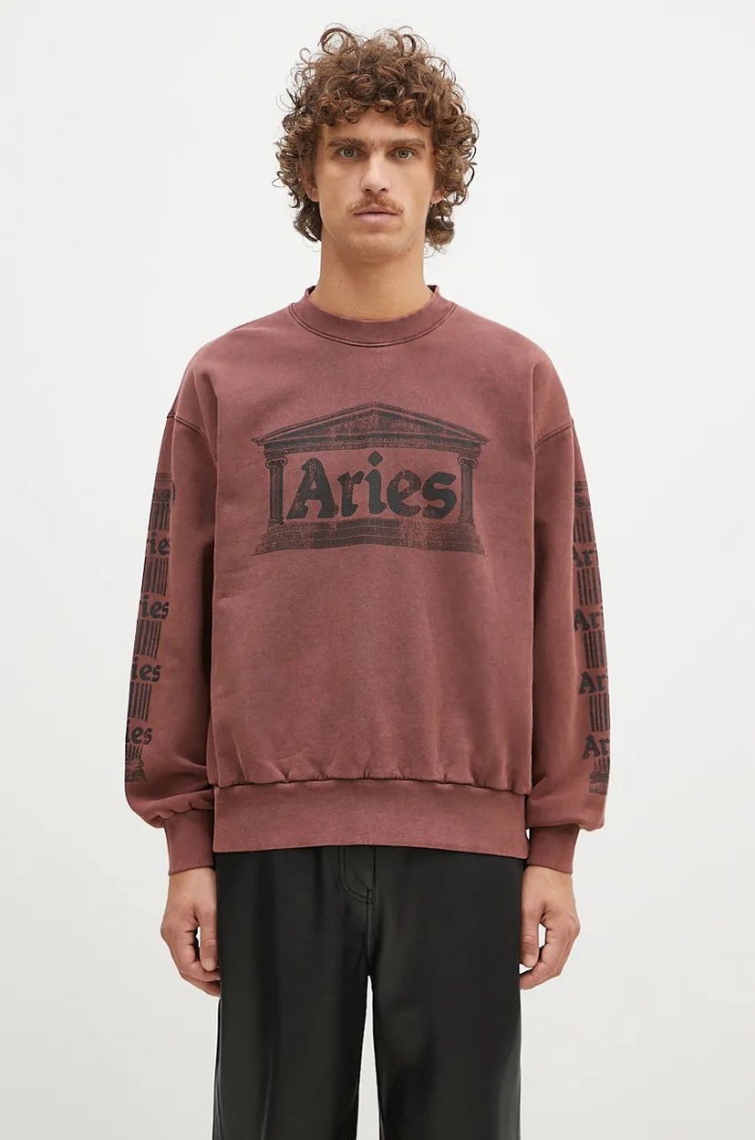 Dukserice Aries Aged Ancient Column Sweatshirt With Print Crvena | AR2003302