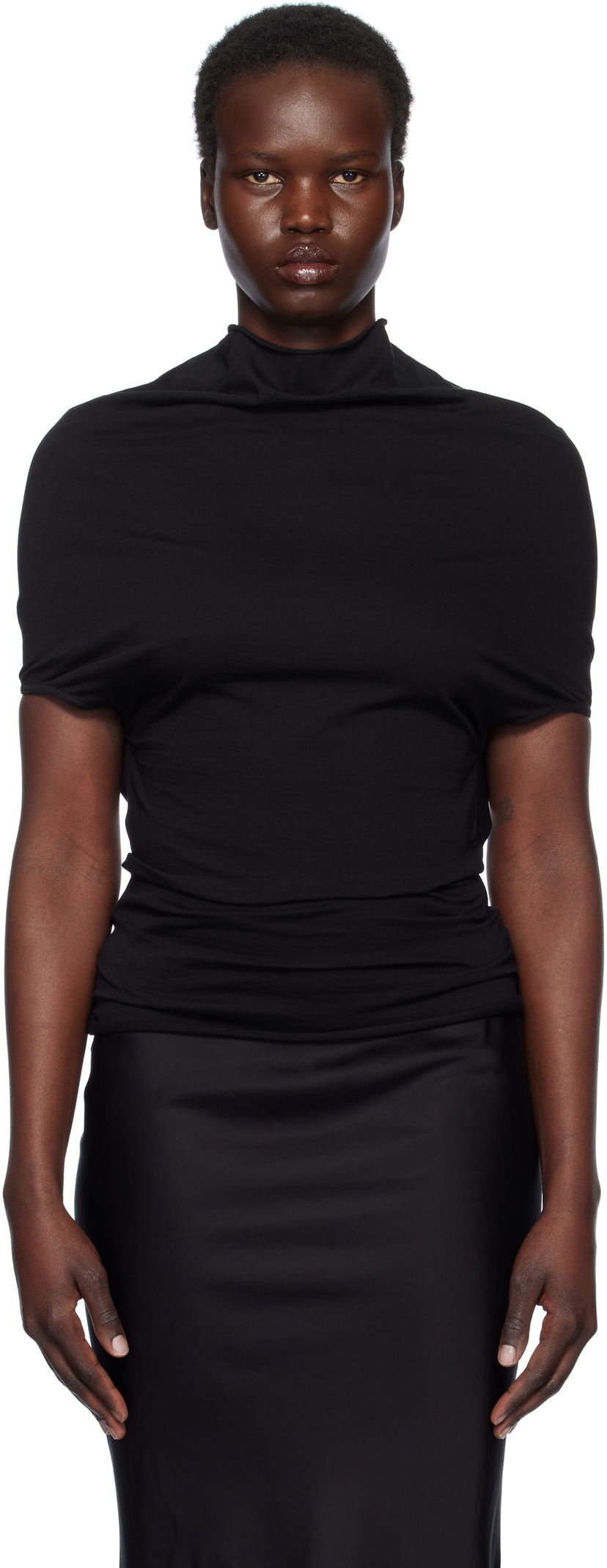 Haljina Rick Owens Rick Owens Hollywood Jersey Shroud T-Shirt Crna | RP01E7225 JA