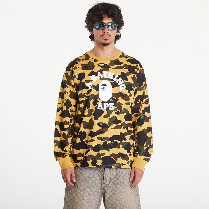 Majica kratkih rukava BAPE A BATHING APE 1St Camo College Long Sleeve Tee Yellow Žuta | 001LTK801008M YEL