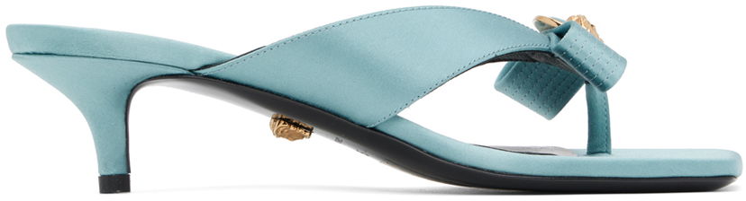 Njega cipela Versace Versace Gianni Ribbon Low Satin Mules Plava | 1013017_1A00619_1V59V
