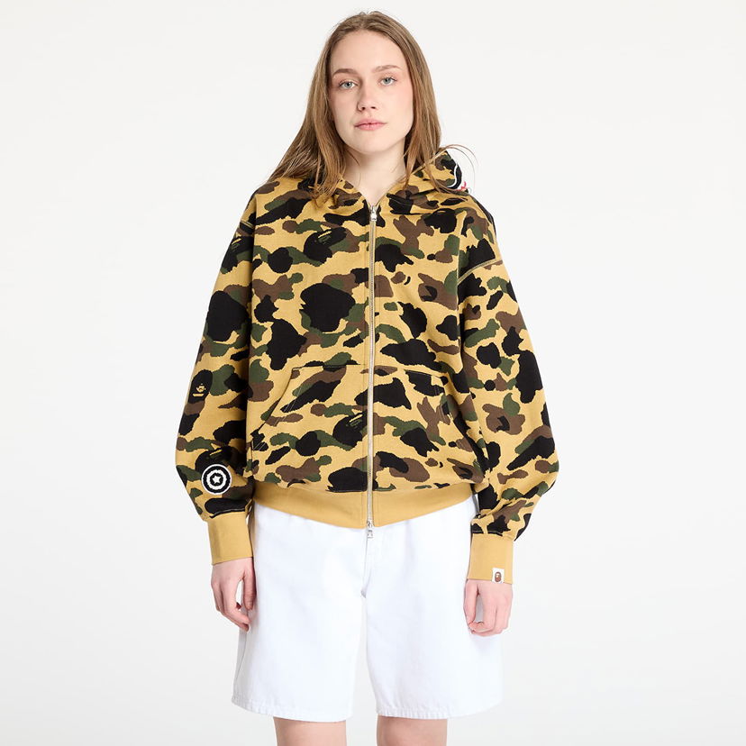 Dukserice BAPE A BATHING APE 1st Camo Jacquard Shark Relaxed Fit Full Zip Hoodie Žuta | 001ZPL301304MYEL