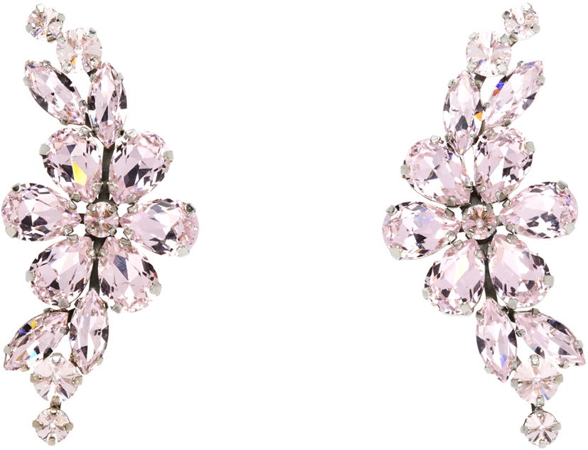 Naušnice Simone Rocha Simone Rocha Floral Crystal Half Moon Earrings Ružičasta | ERG503 0903