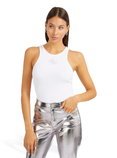 Majica bez rukava GUESS Front Logo Tank Top Bijela | W4RP43KAZH2