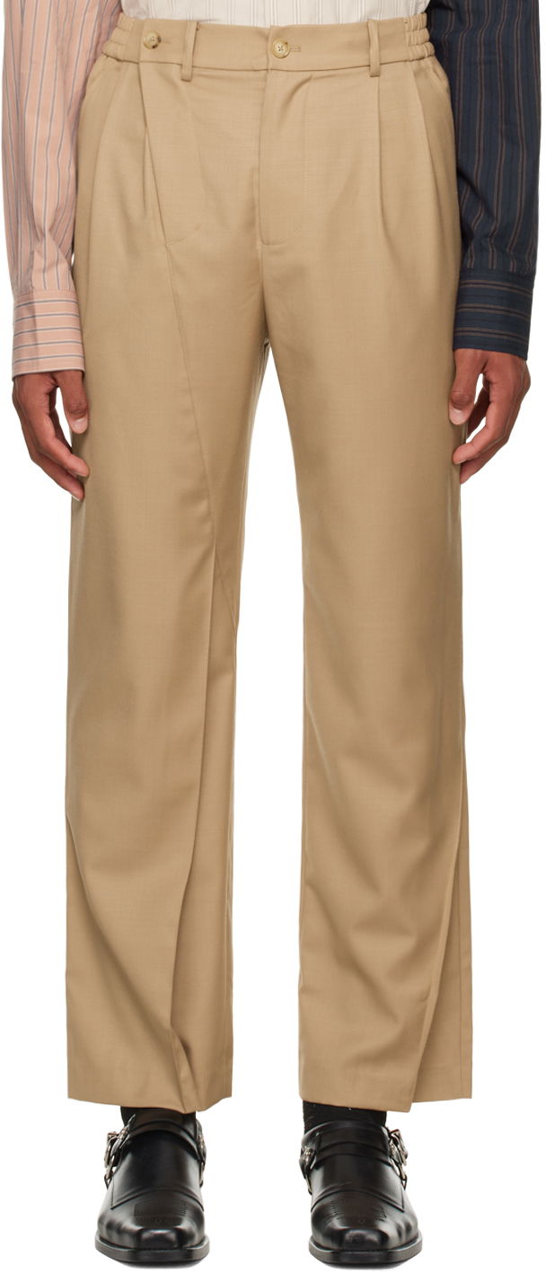 Hlače Feng Chen Wang Feng Chen Wang Pleated Trousers Bež | FMF14TR28