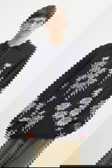 Džemper 032C Melting Daisies Wool Blend Polo Sweater Tamnoplava | F25.URK.0432.000, 0