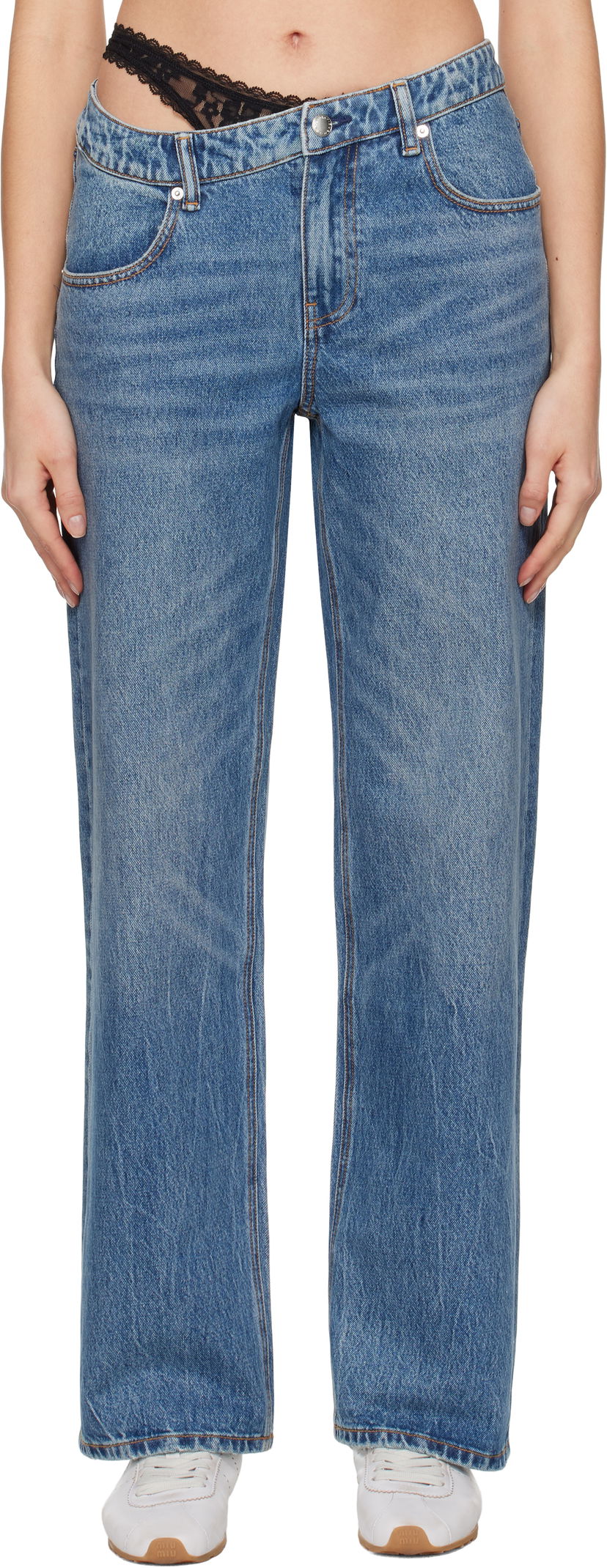 Jeans Alexander Wang Pre-Styled Denim Jeans Plava | 4DC1254612
