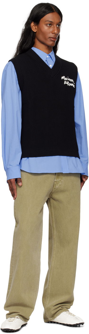 Džemper MAISON KITSUNÉ Maison Kitsuné Handwriting Ribbed Vest Crna | OM00810KT1126, 3