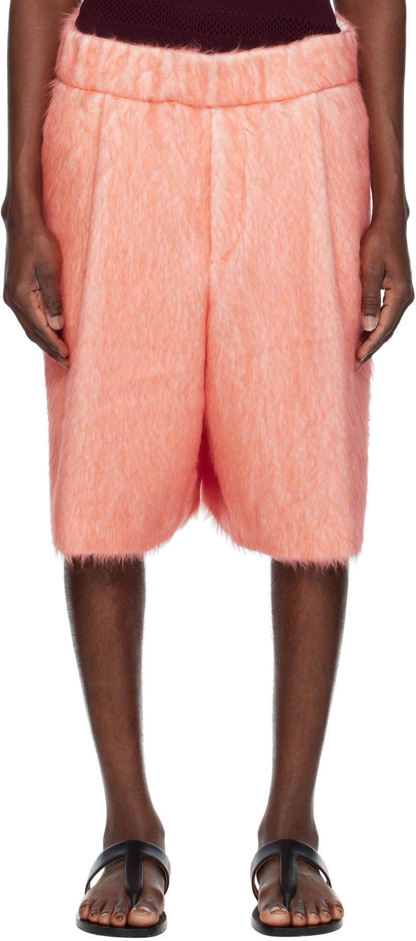 Kratke hlače Dries Van Noten Dries Van Noten Pleated Shag-Knit Shorts Narančasta | 251-020953-1443