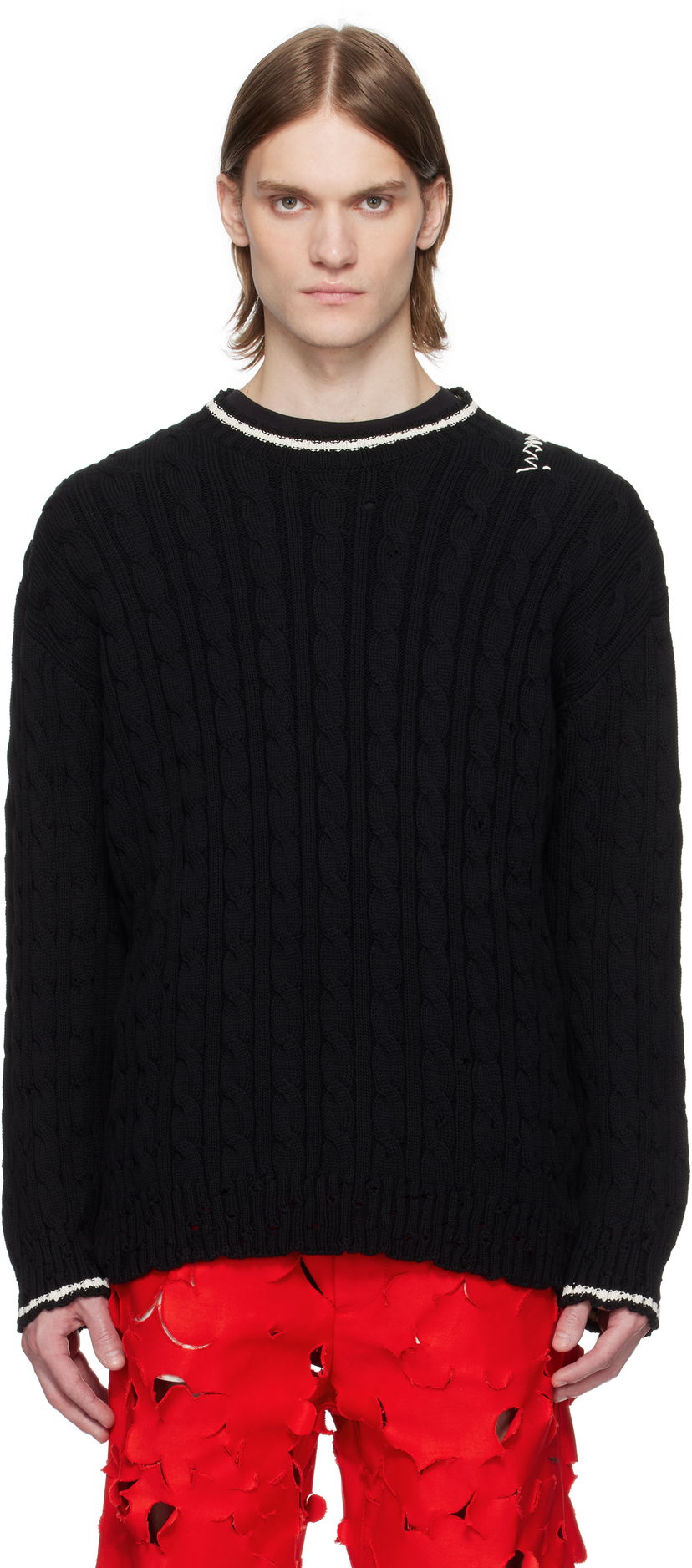 Džemper Marni Dishevelled Cable Cotton Gauge 5 Sweater Crna | GCMG0425Q0 UFC656
