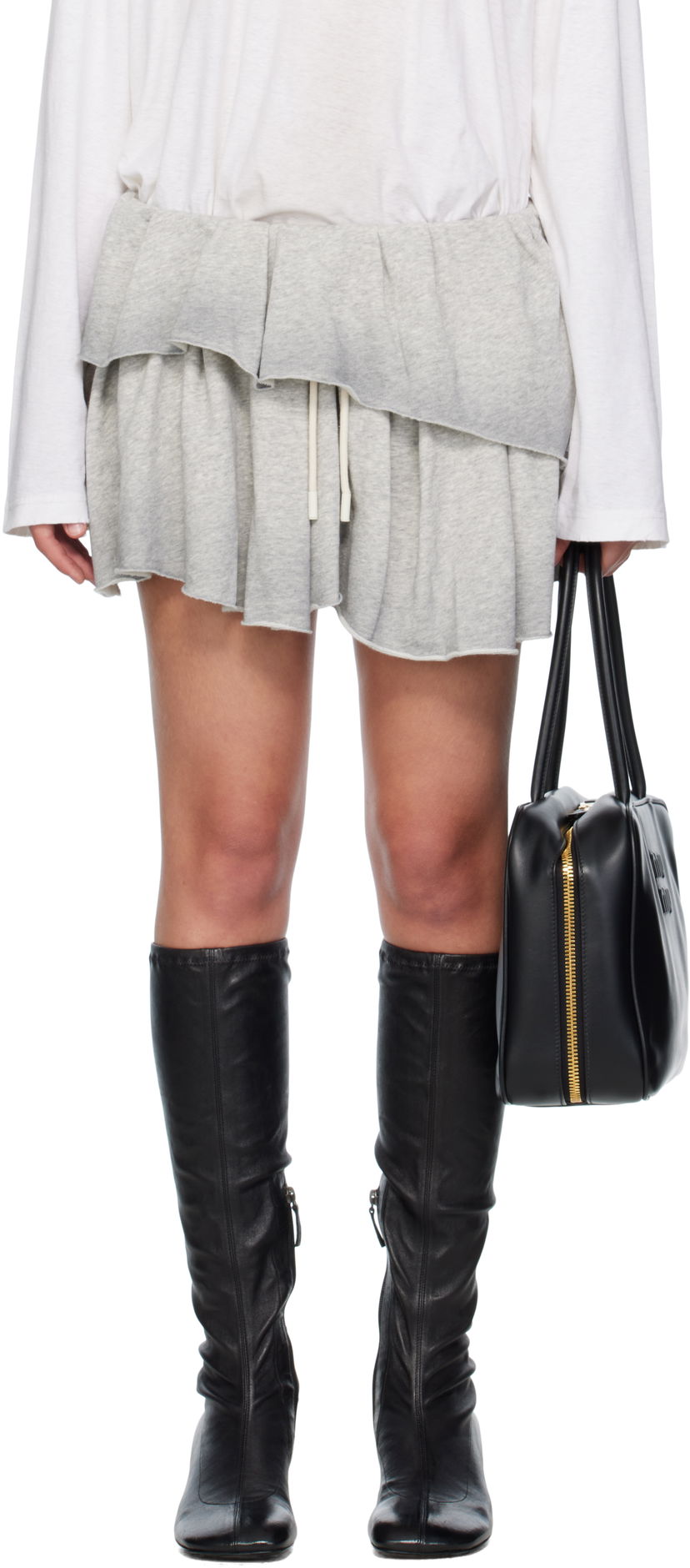 Suknja Acne Studios Acne Studios Layered Fleece Mini Skirt Siva | AF0540-