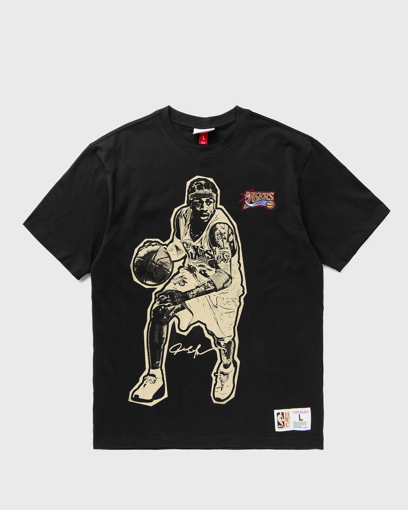 Majica kratkih rukava Mitchell & Ness Philadelphia 76ers Allen Iverson Vintage Logo T-Shirt Crna | NN12306-P76BLCK