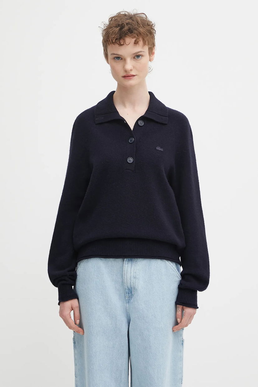 Džemper Lacoste Lacoste Wool Polo Sweater Tamnoplava | AF4010