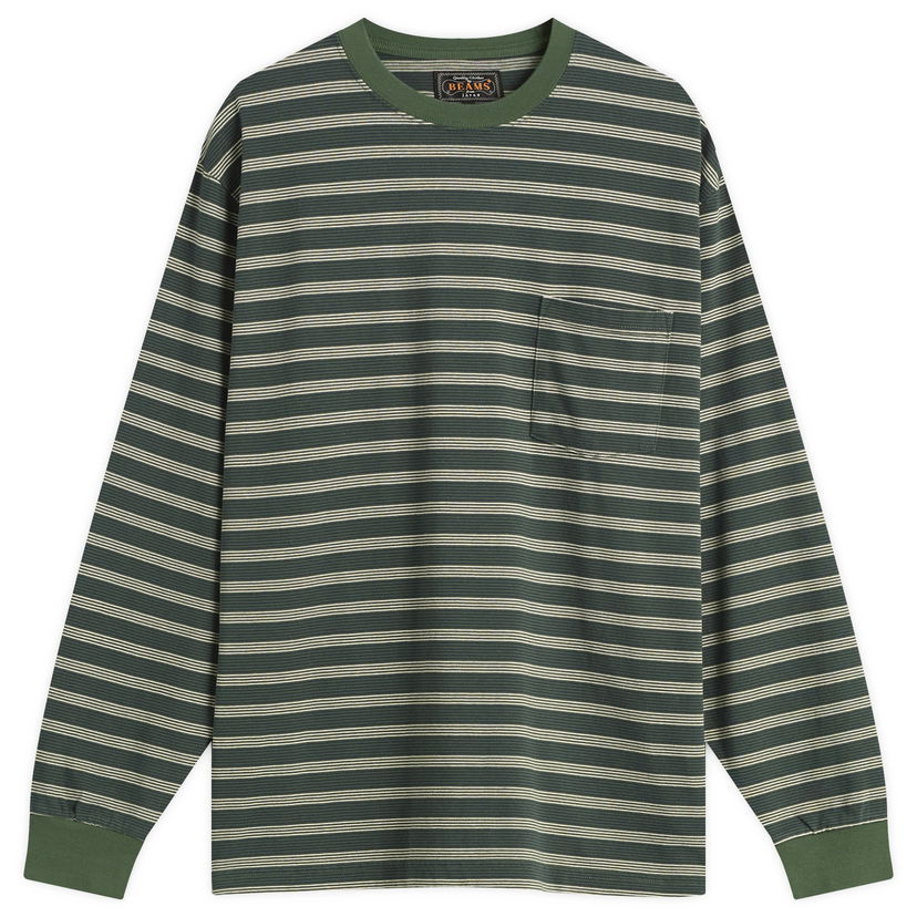 Majica kratkih rukava BEAMS Beams Plus Long Sleeve Pocket T-Shirt, Size Small Zelena | 3814-0087-048-65