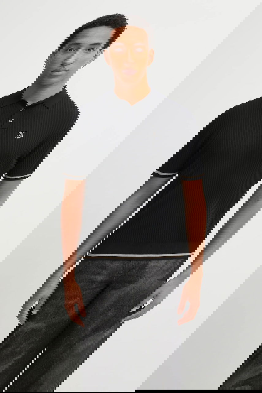 Polo majica Filling Pieces Cotton Fine Knit Polo Crna | 422570500127, 0