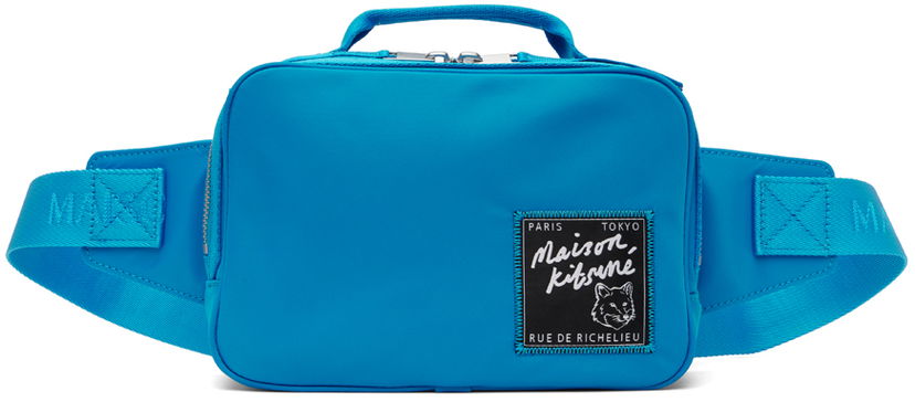 Torba oko struka MAISON KITSUNÉ Maison Kitsuné 'The Traveller' Belt Bag Plava | MM05162WQ1001P451