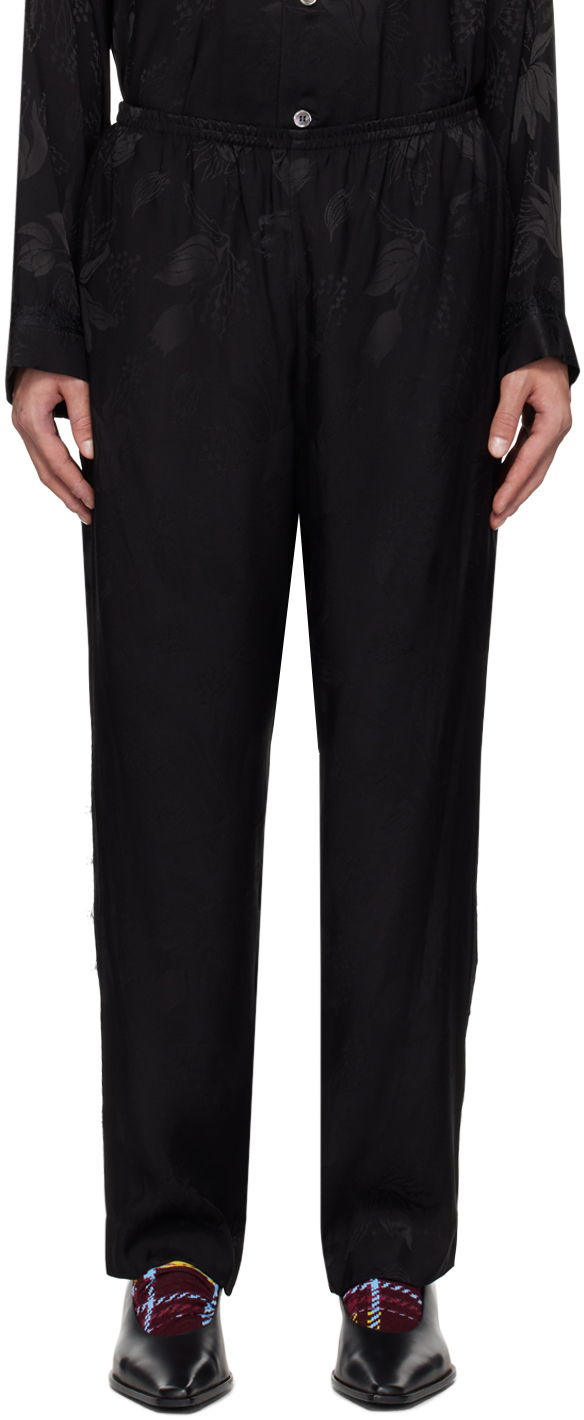 Hlače Anna Sui Floral Jacquard Lounge Trousers Crna | M1024I40
