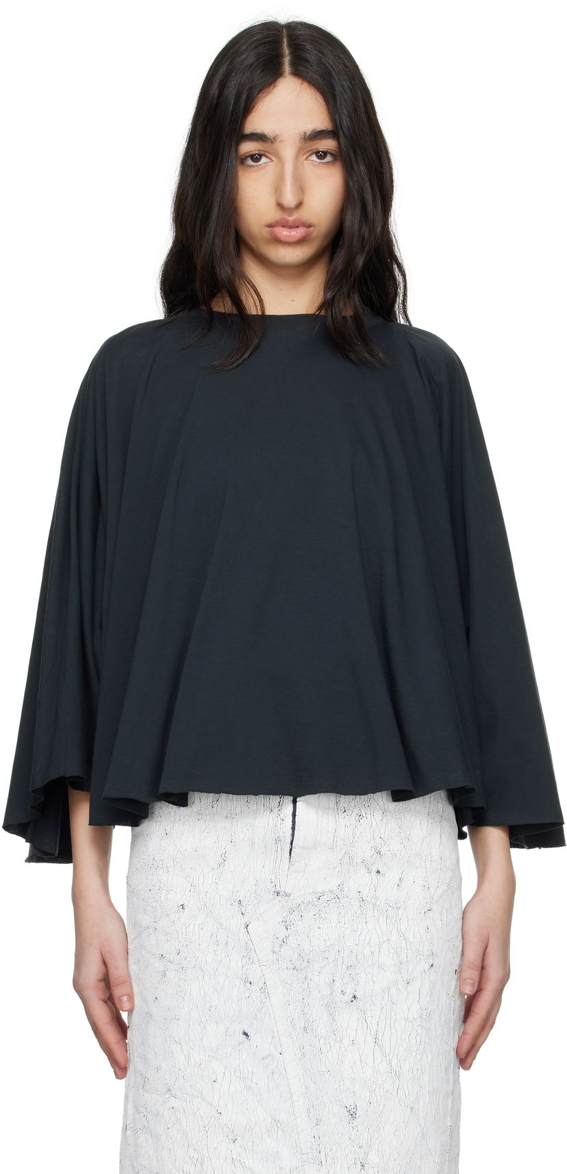 Džemper Maison Margiela MM6 Maison Margiela Jersey Batwing Top Crna | S62NH0038 M20115