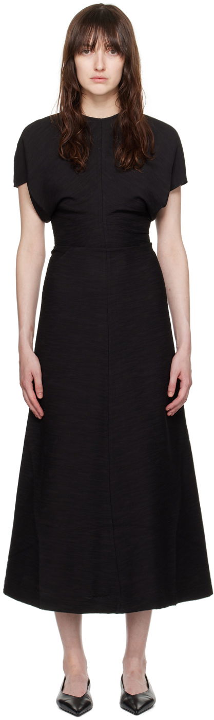 Haljina TOTEME TOTEME Slouch Waist Maxi Dress Crna | 243-WRD1103-FB0199