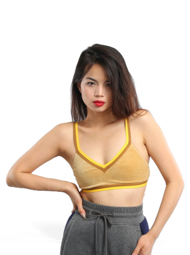 Crop top Puma V-Neck Velour Crop Top Žuta | 575736 03