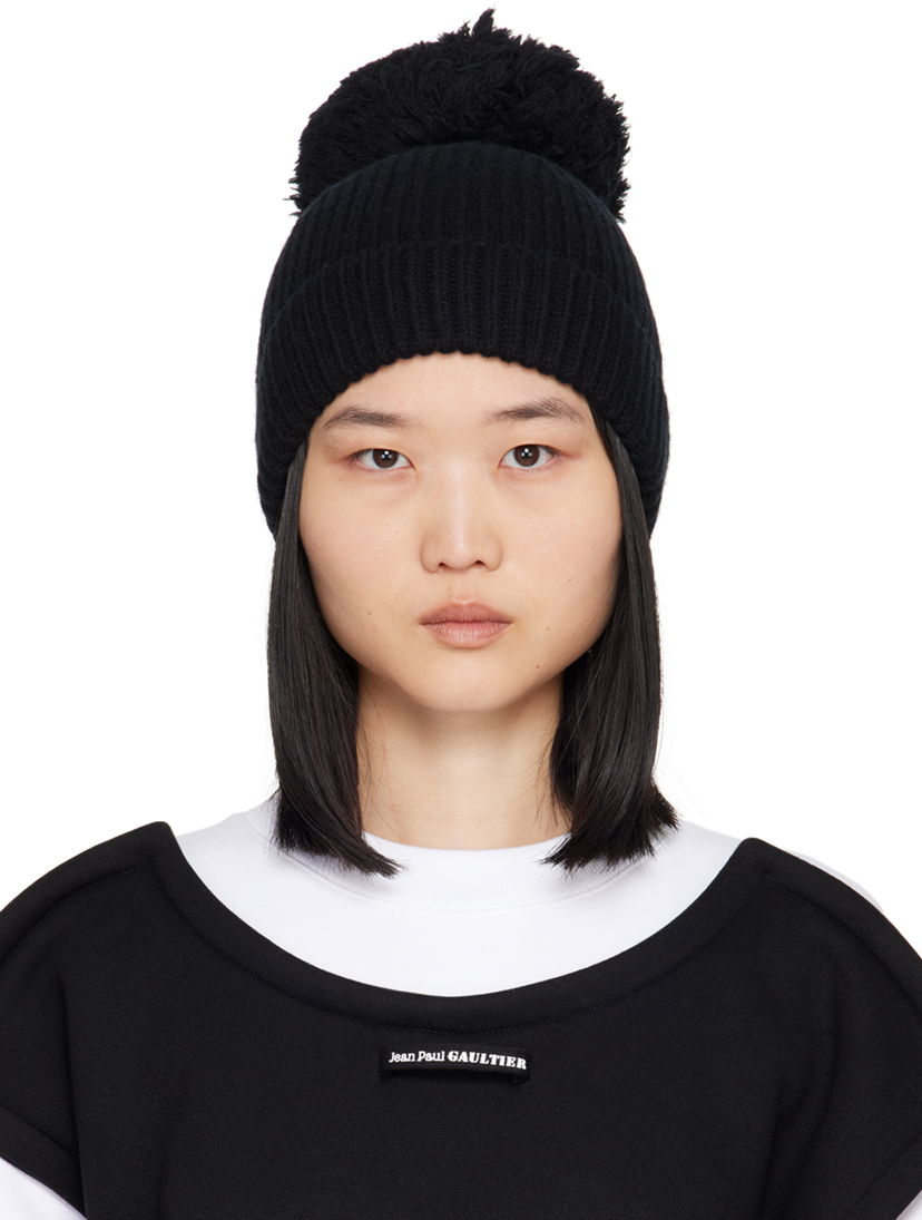 Kapica Jean Paul Gaultier Pompom Beanie Crna | 24/30-U-CC031-M074-00