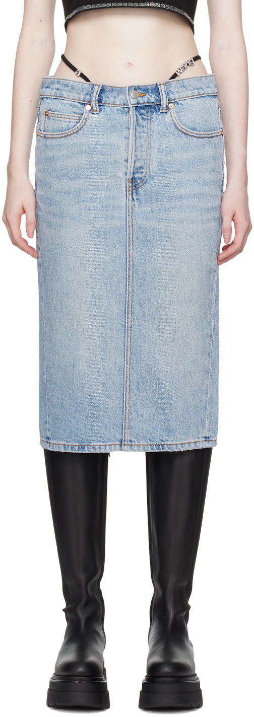 Suknja Alexander Wang Denim Midi Skirt Plava | 4DC4235235