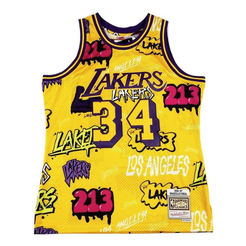 Dres Mitchell & Ness Los Angeles Lakers Graffiti Print Basketball Jersey Žuta | TFSM4768-LAL96SONYELL