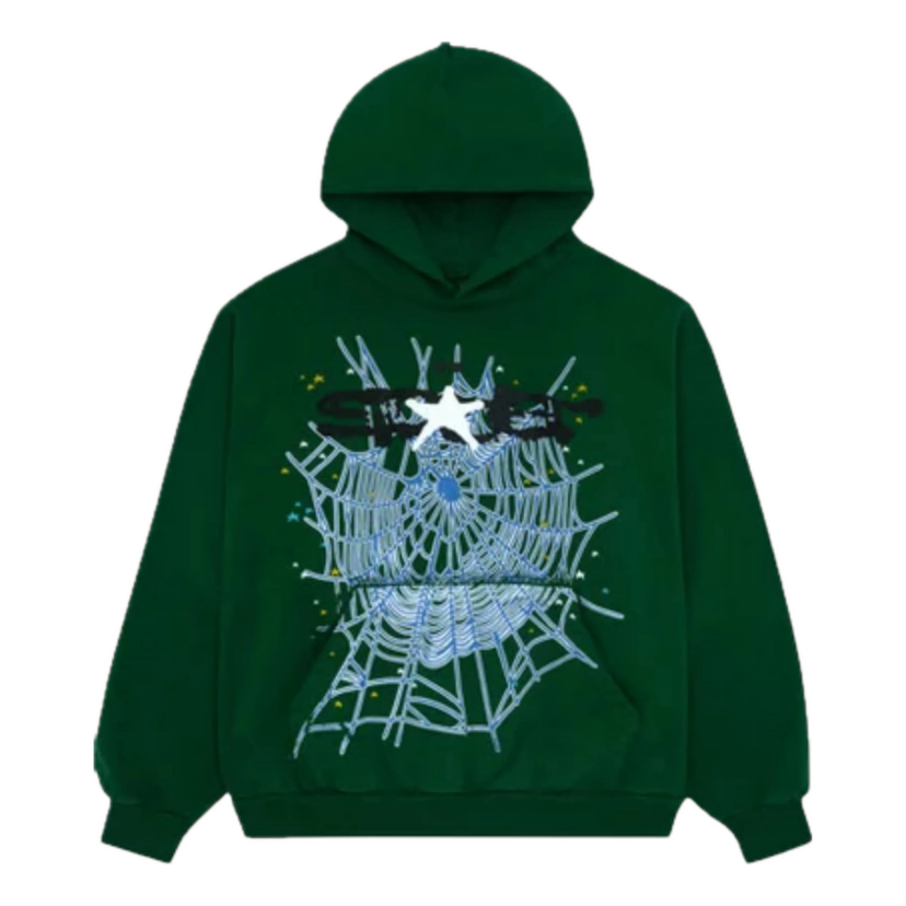 Dukserice Sp5der Spider Web Hoodie Zelena | SP5-STR-HD-MOS