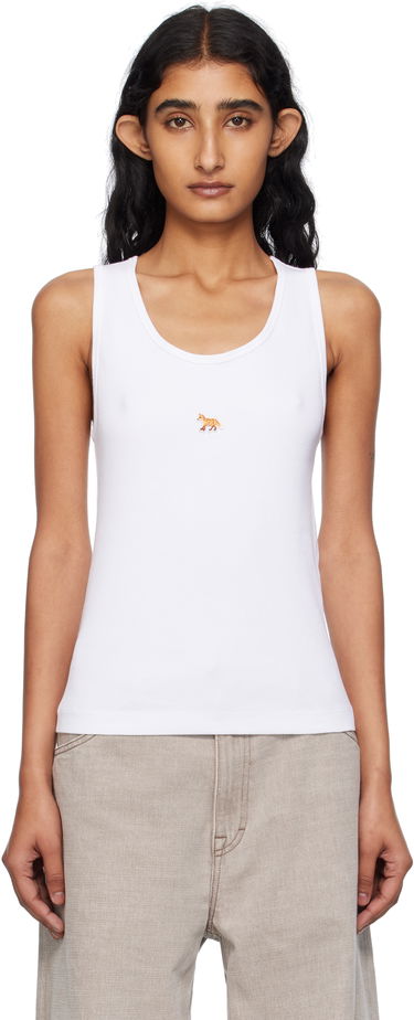 Majica bez rukava MAISON KITSUNÉ Maison Kitsuné 'Baby Fox' Ribbed Tank Top Bijela | PW00623KA0033, 0