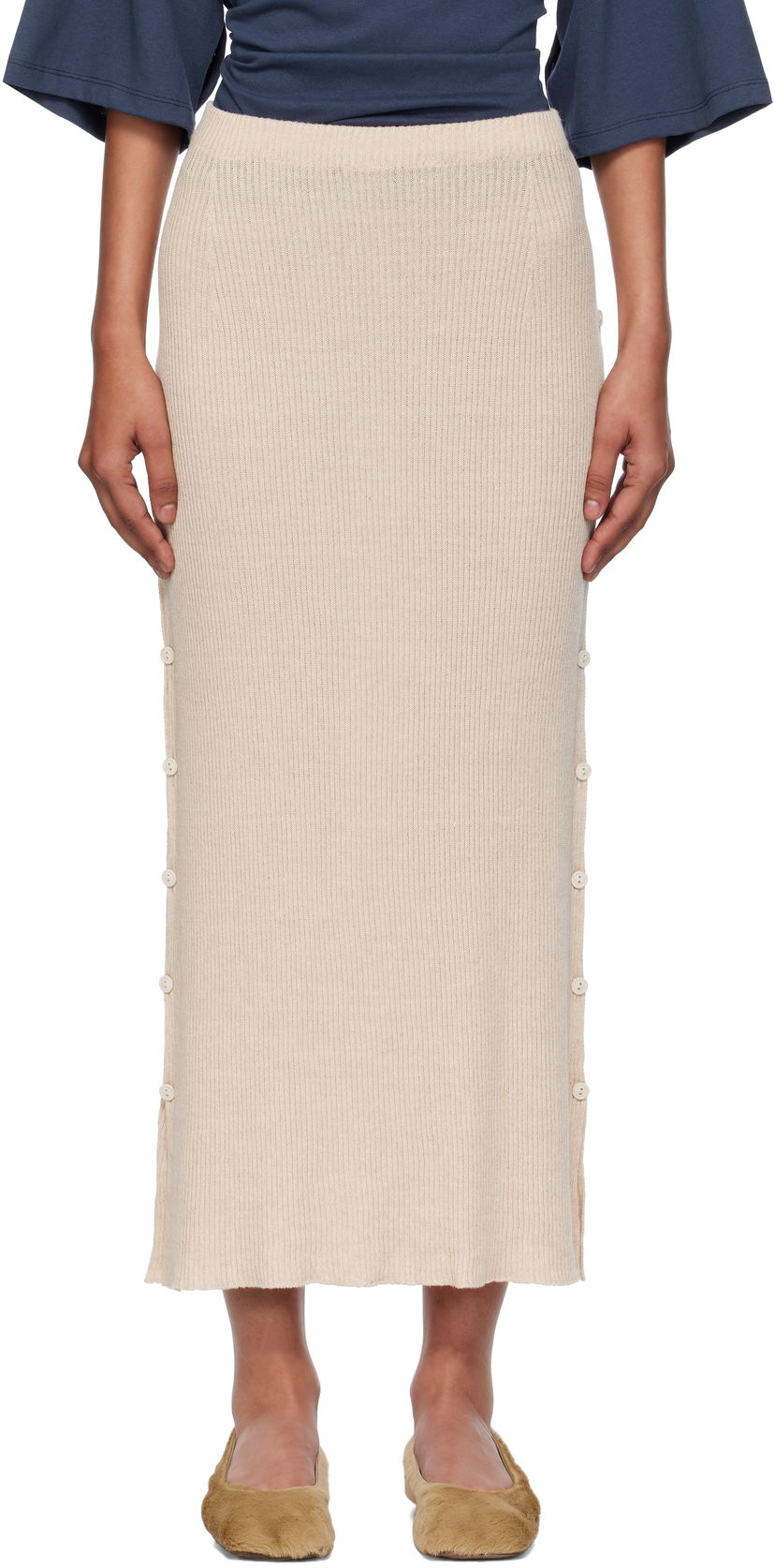Suknja Baserange Baserange Franca Midi Knit Skirt Bež | SSFR-LS-AU25