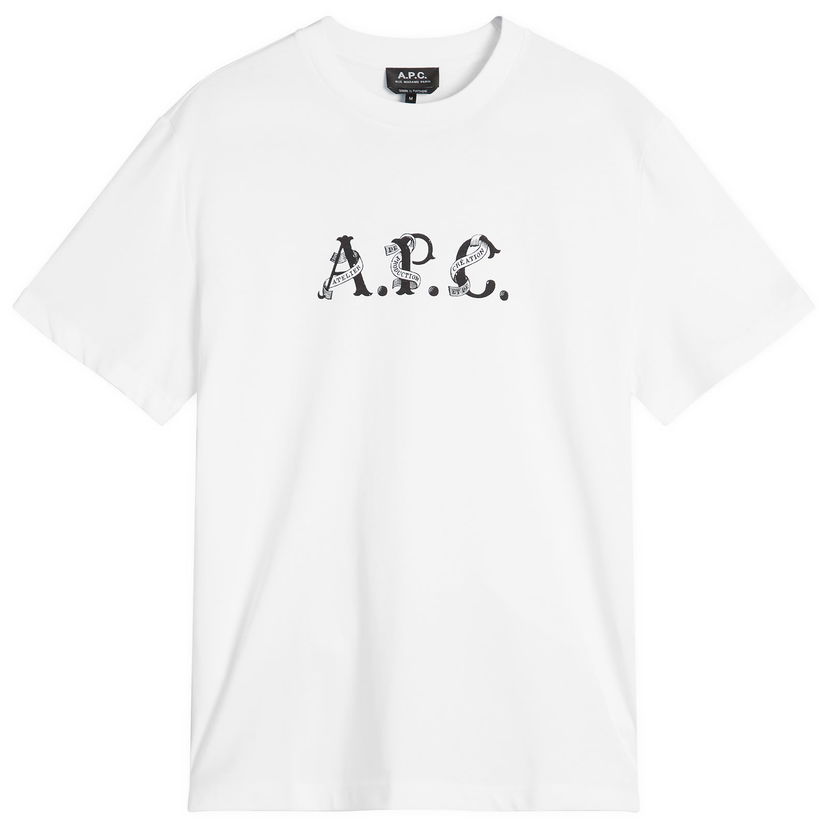 Majica kratkih rukava A.P.C. Men's Hugo Graphic Logo T-Shirt, Size Small Bijela | COHGS-M26543-AAB