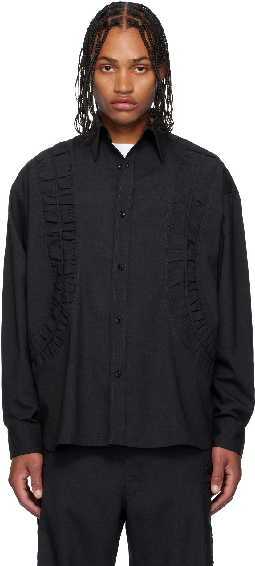 Košulja sage NATION SAGE NATION Fossil Wool Shirt Crna | S081 Fossil Shirt