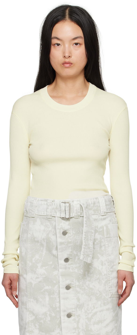 Džemper LEMAIRE LEMAIRE Women's Ribbed Long Sleeve T-Shirt Žuta | TO1147 LJ1017