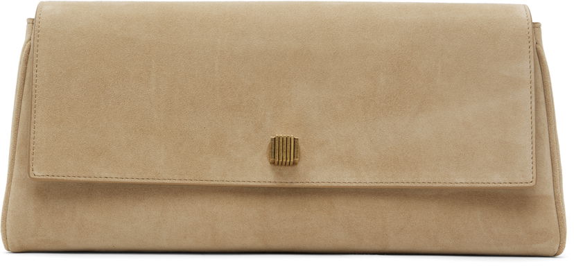 Ručna torbica Khaite KHAITE Audrey Suede Clutch Bež | H3033-726